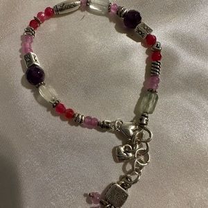 Brighton Hearts Melody Bead Listen To Your Heart Red Purple Silver Bracelet